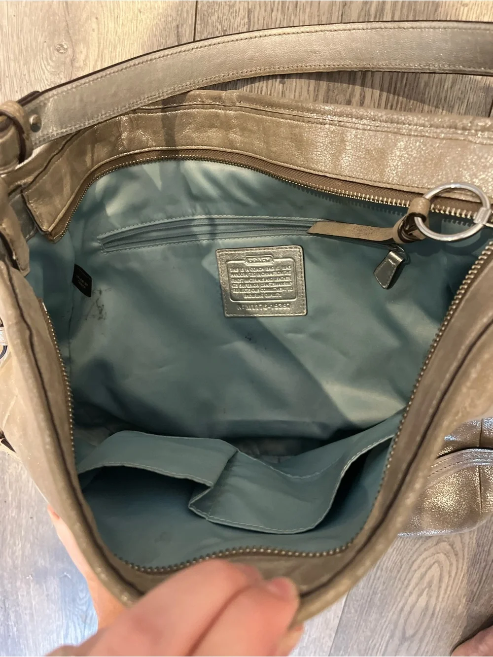 Coach Chelsea Metallic Leather Katarina Shimmer Hobo Shoulder Bag Champagne